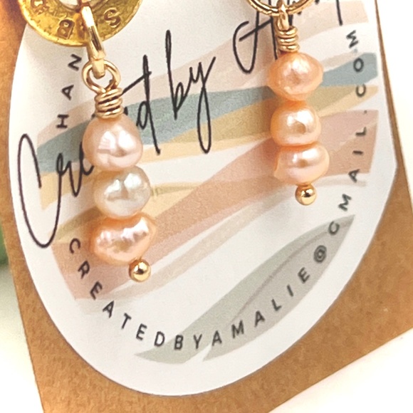 Boho Handmade Earrings with Freshwater Pearls - Picture 2 of 3